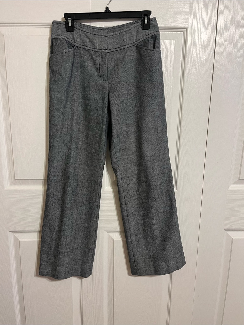 Ann Taylor Black/Gray Wide-Leg Trousers with Panel Waist